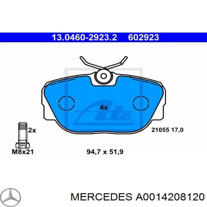 Гальмівні колодки Mercedes A0014208120 ціна, від 15.51 USD
