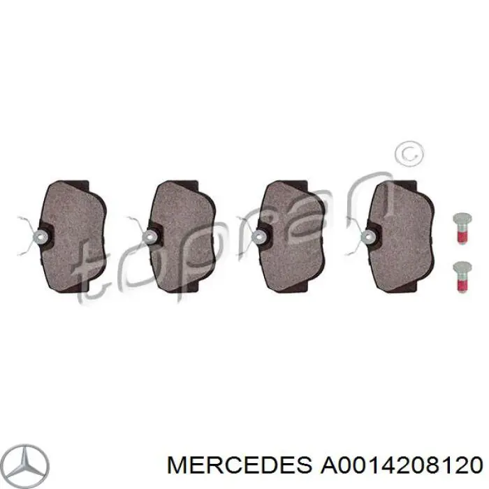 Купити A0014208120 Mercedes Колодки гальмівні передні, дискові