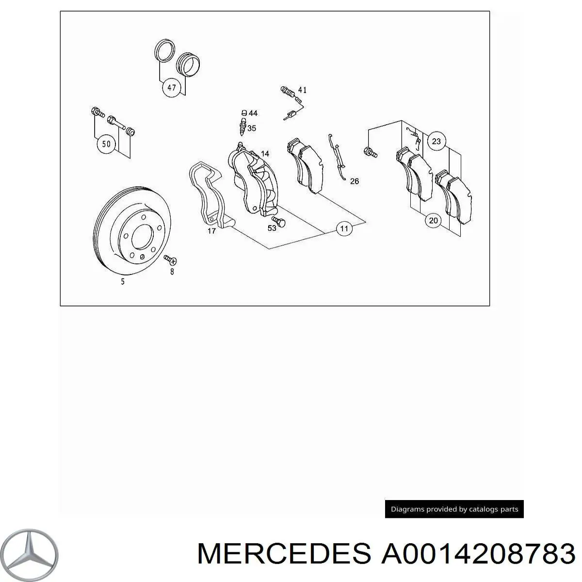 A0014208783 Mercedes Супорт гальмівний передній правий