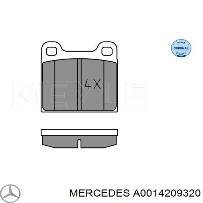 Колодки гальмові задні, дискові A0014209320 Mercedes