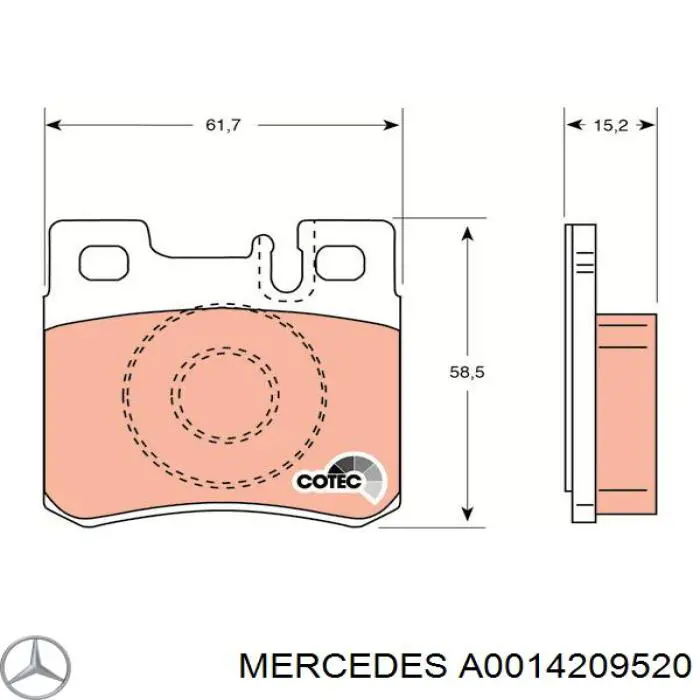 Задні гальмівні колодки A0014209520 Mercedes