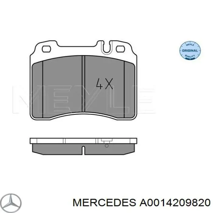 Колодки гальмівні передні, дискові A0014209820 Mercedes