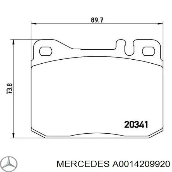 Купити A0014209920 Mercedes Колодки гальмівні передні, дискові