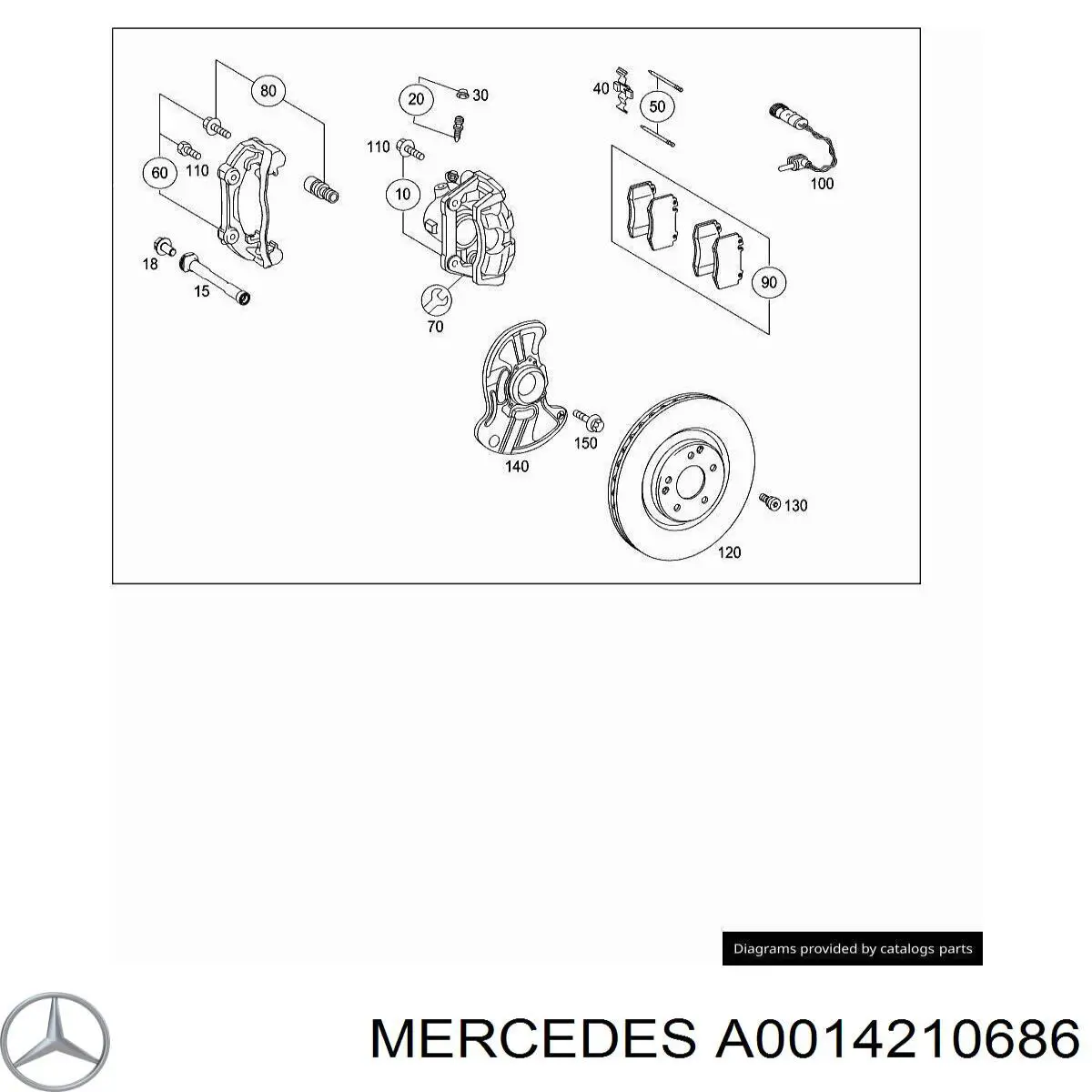 Ремкомплект супорту гальмівного переднього Mercedes A0014210686 ціна, від 5.19 USD