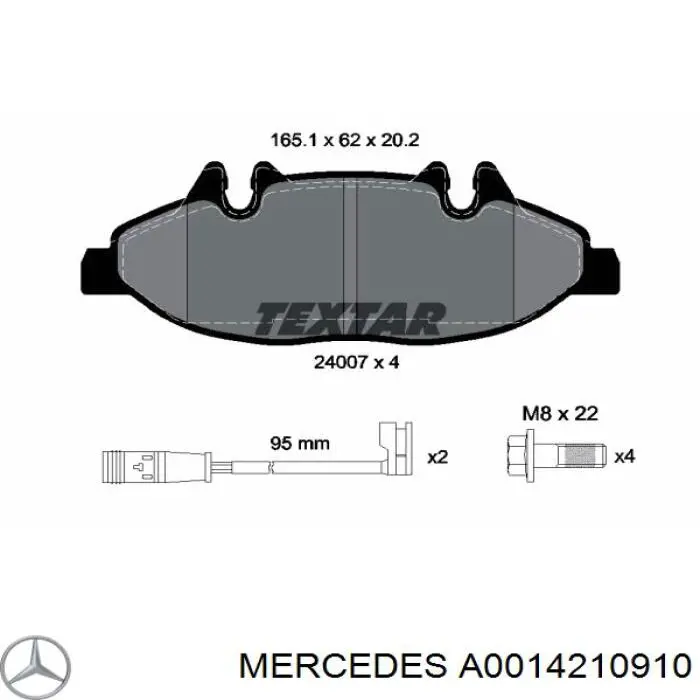 A0014210910 Mercedes Передні гальмівні колодки