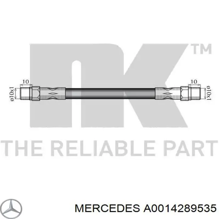 A0014289535 Mercedes Гнучка гальмівна трубка передня