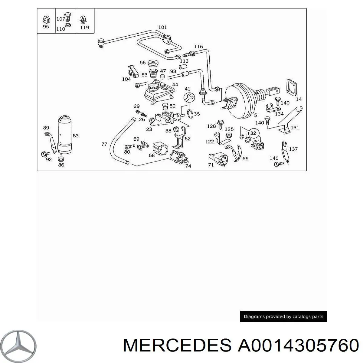 Ремкомплект головного гальмівного циліндру Mercedes A0014305760 ціна, від  