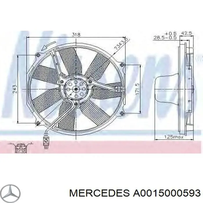 A0015000593 Mercedes Електровентилятор радіатора