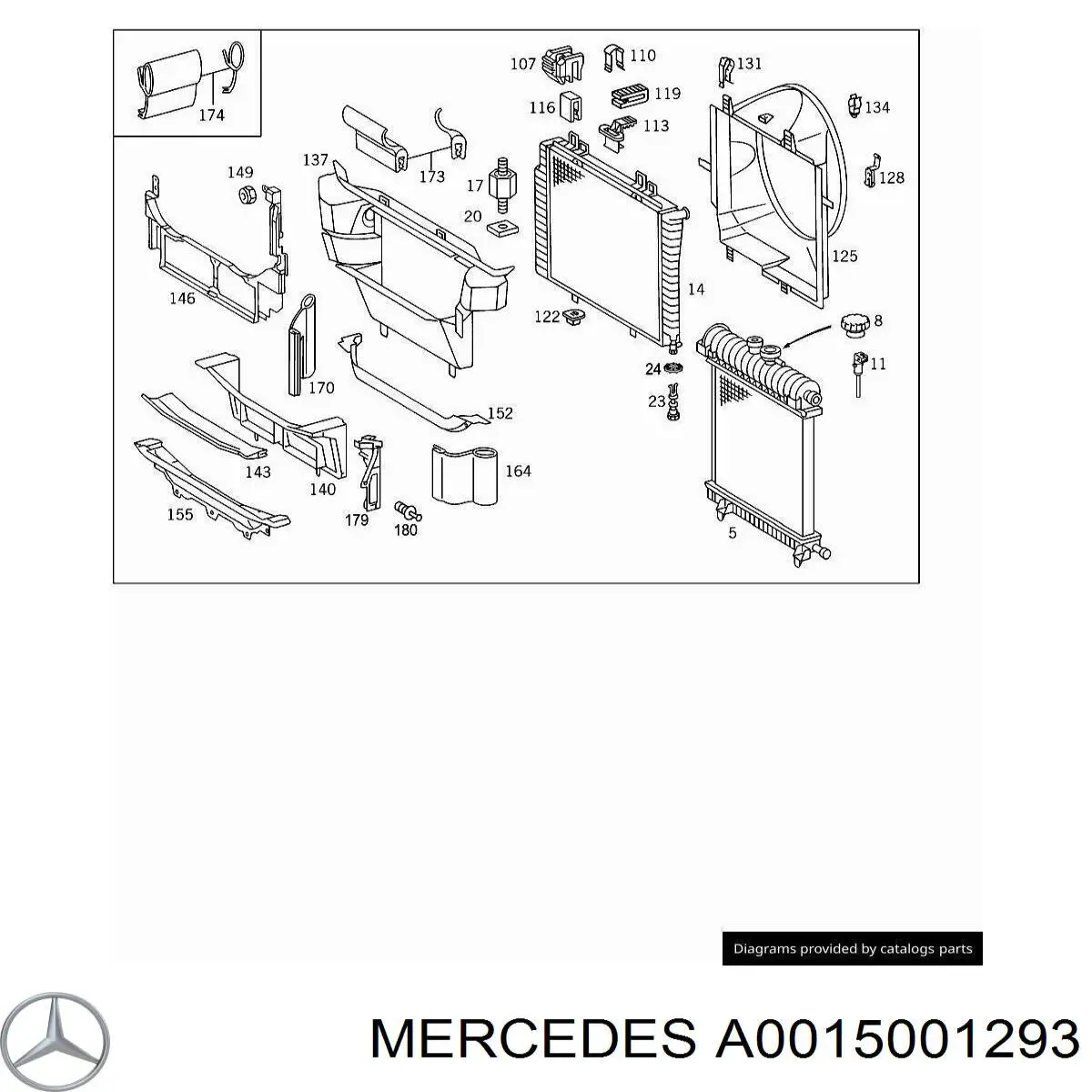 Купити A0015001293 Mercedes Електровентилятор охолодження в зборі (двигун + крильчатка), лівий