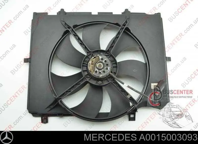 Купити A0015003093 Mercedes Дифузор радіатора охолодження, в зборі з двигуном і крильчаткою