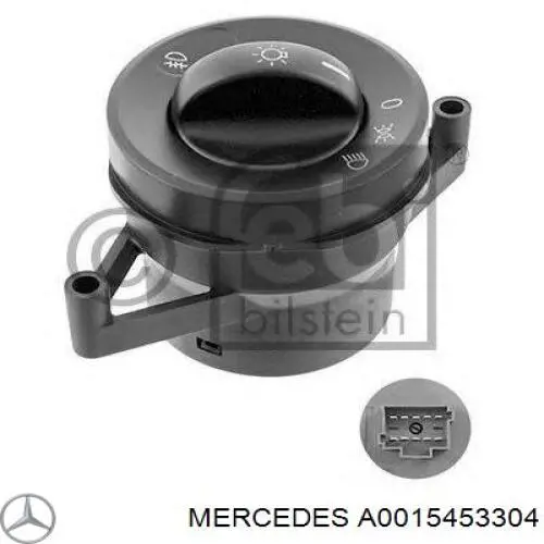Купити A0015453304 Mercedes Перемикач світла фар, на "торпеді"