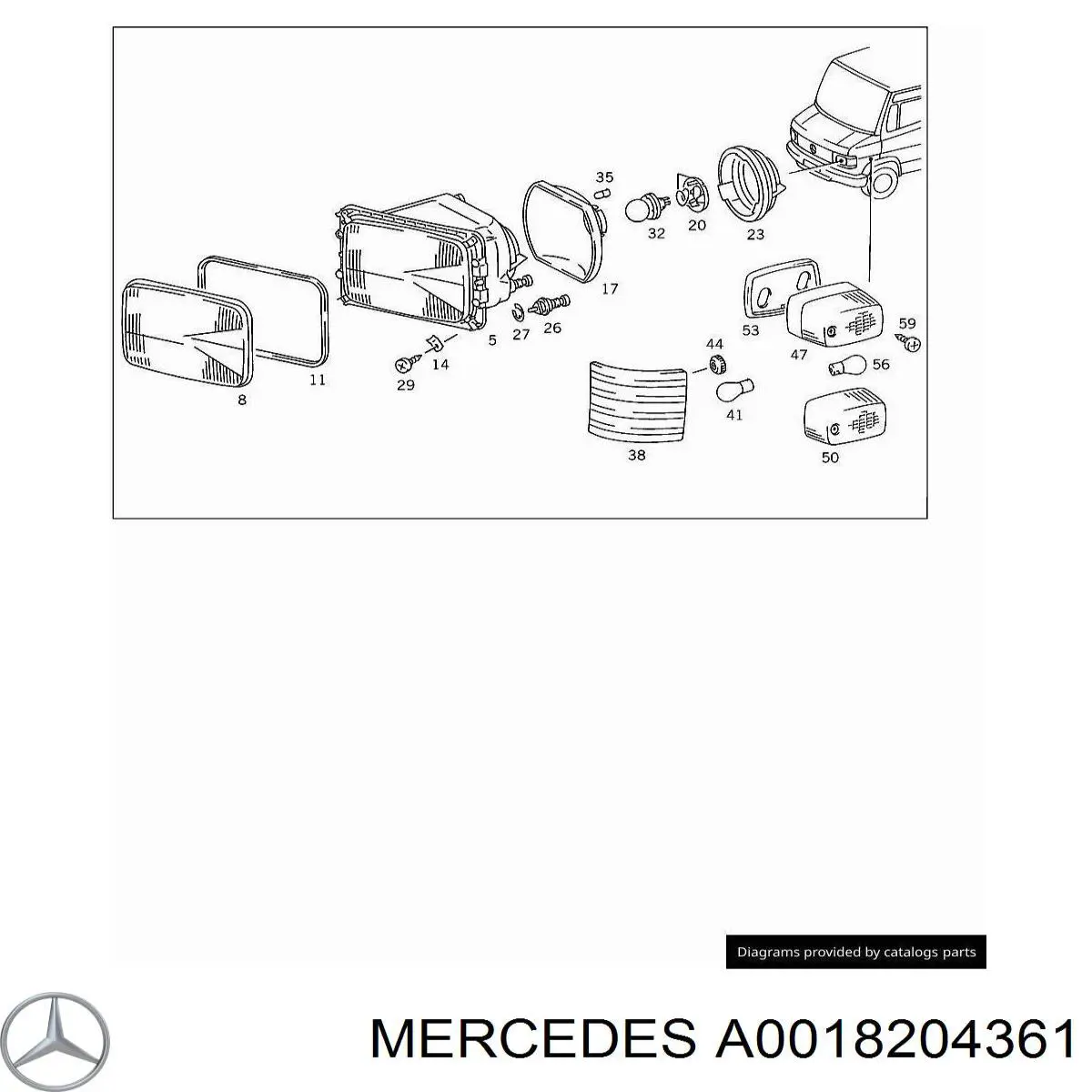 Фара права A0018204361 Mercedes