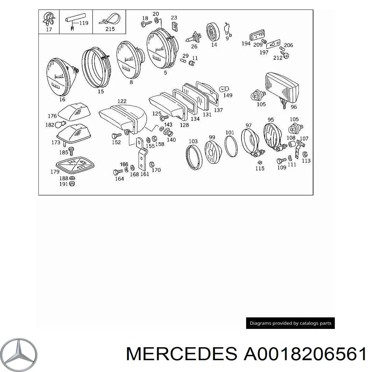 Лампа-фара, ліва/права A0018206561 Mercedes
