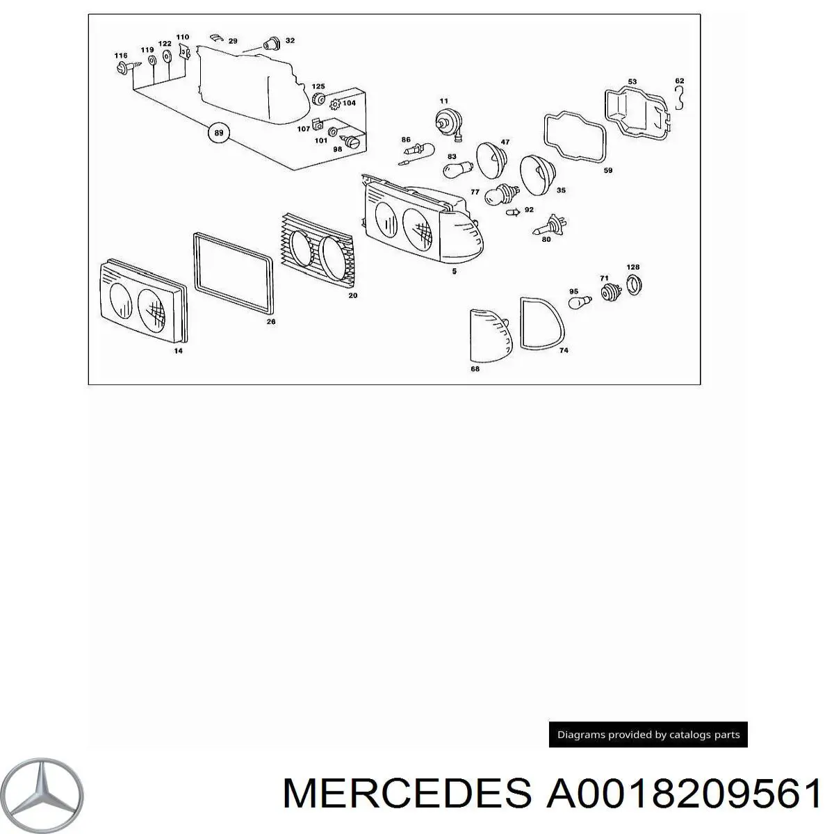 Лампа-фара, ліва = правая на Mercedes E-Class (W123)