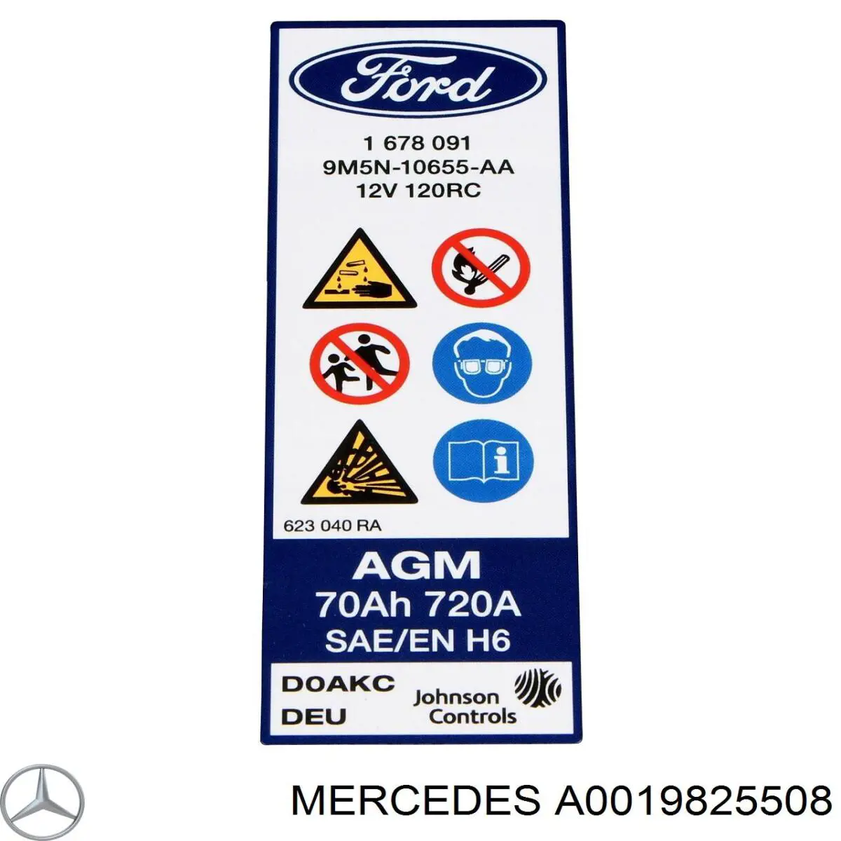 A0019825508 Mercedes Авто акумулятор