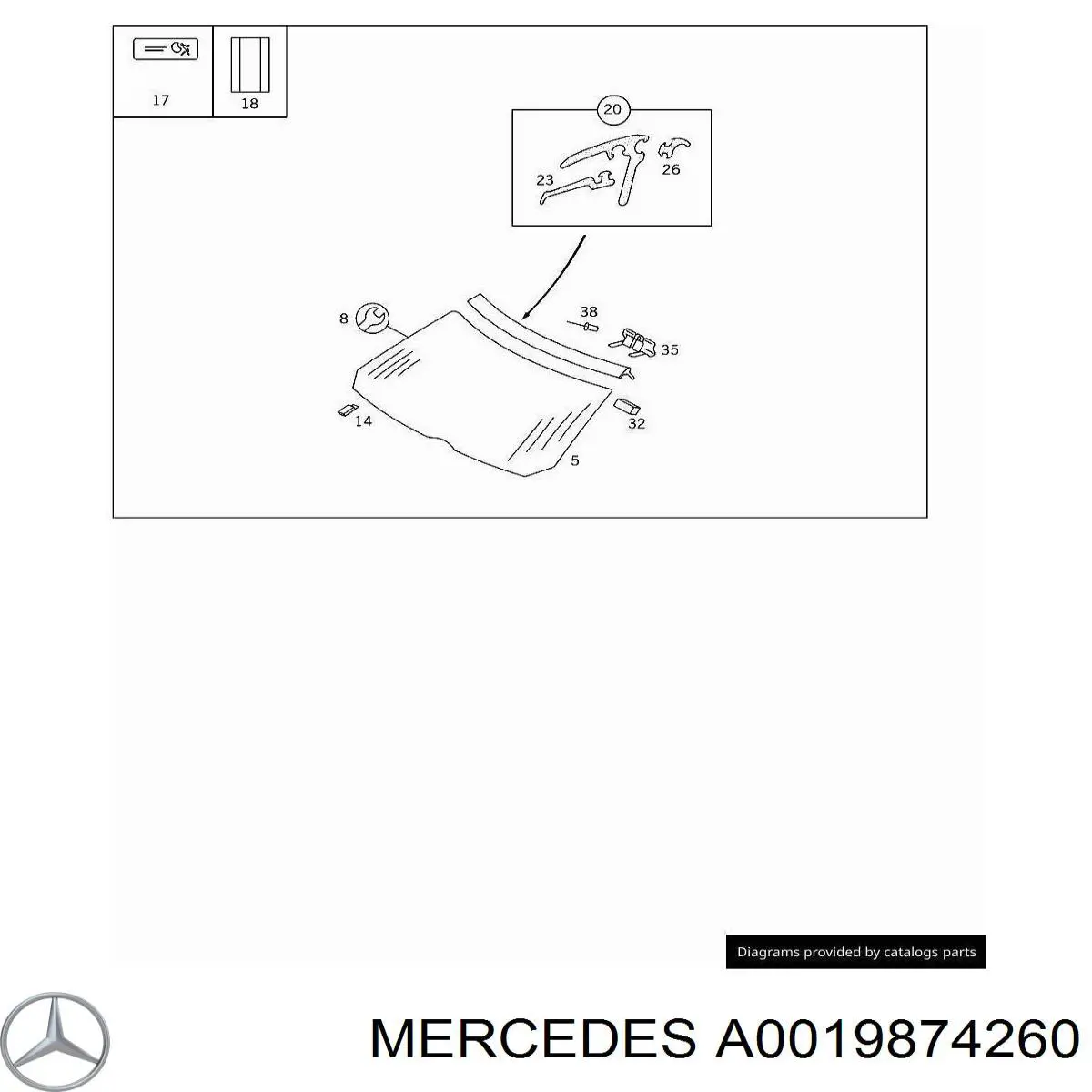 A0019874260 Mercedes Автомобільне скло