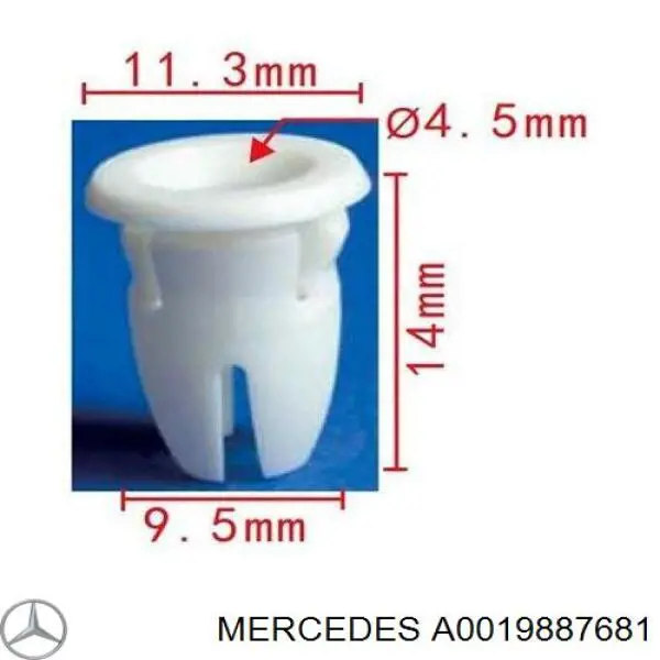 A0019887681 Mercedes кліпса (пістон кріплення молдинга двері)