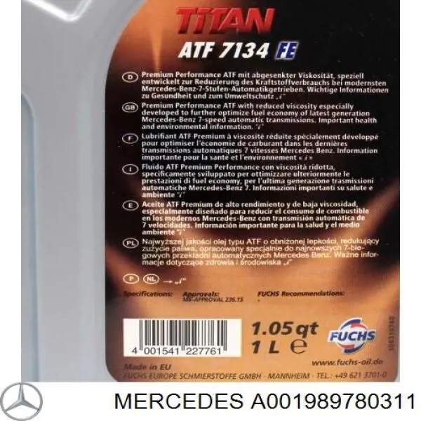 A001989780311 Mercedes масло трансмісії