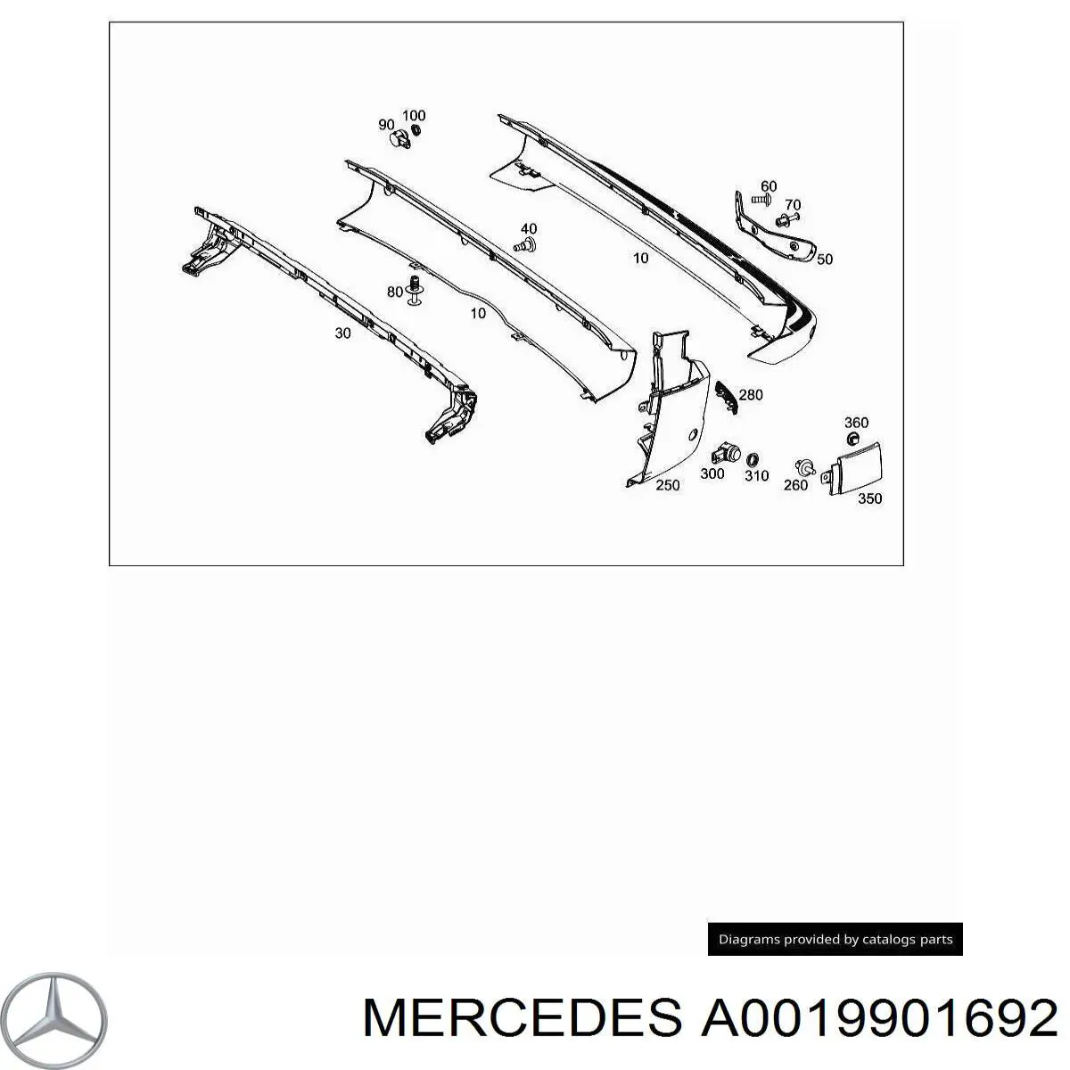 A0019901692 Mercedes Пістон (кліп) кріплення підкрилки переднього крила