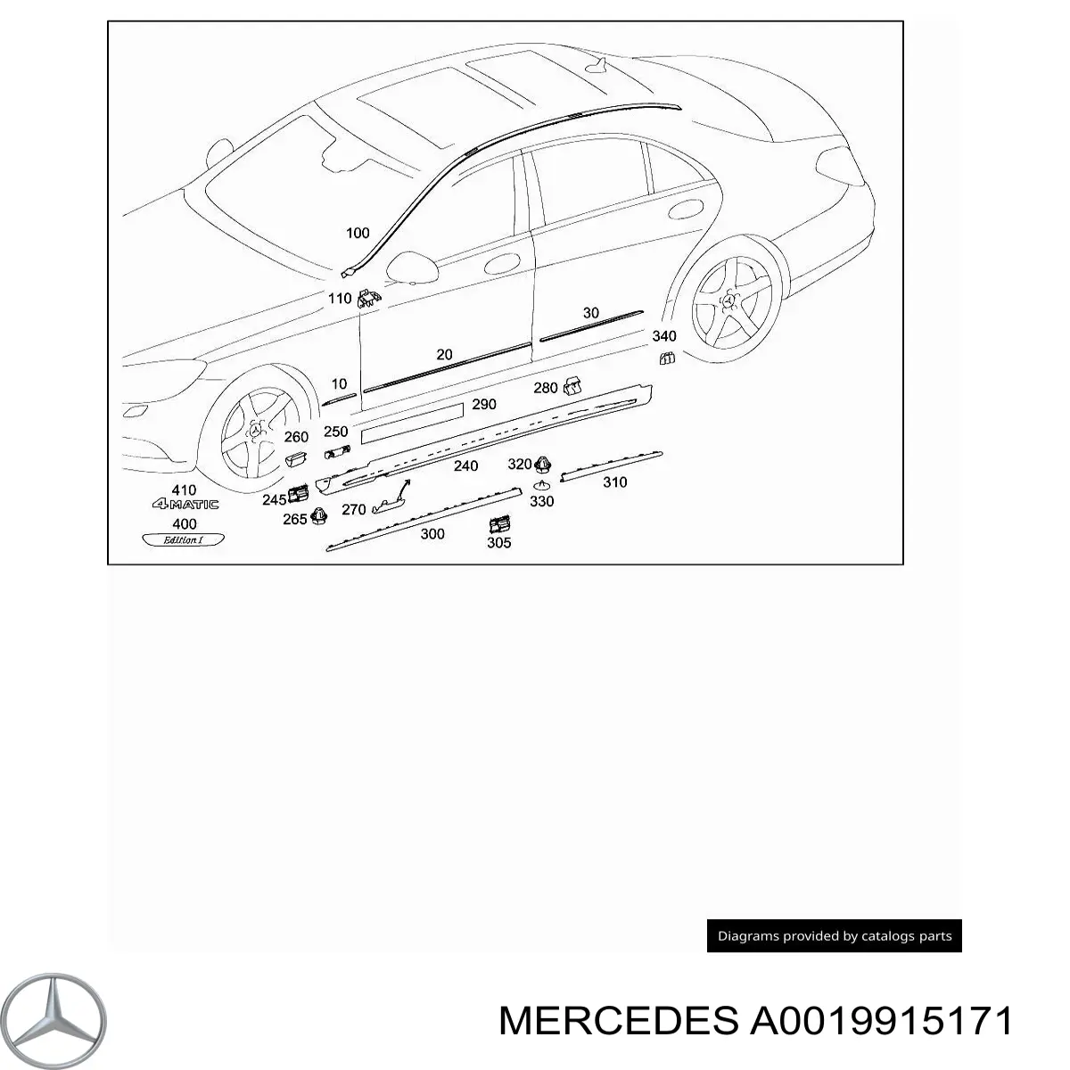 A0019915171 Mercedes Кліпса кріплення накладок порогів