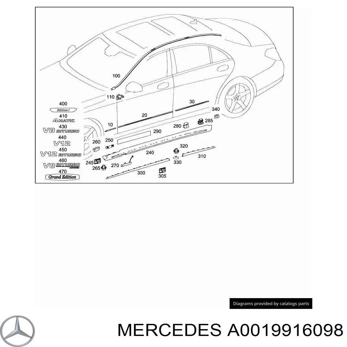A0019916098 Mercedes Кліпса кріплення накладок порогів