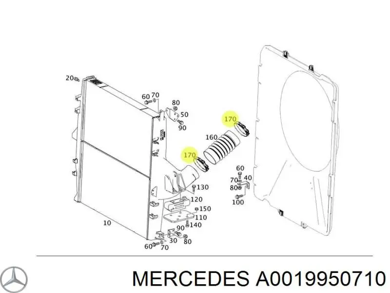 Хомут стяжний металевий, універсальний A0019950710 Mercedes