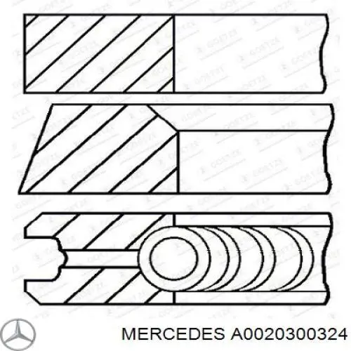 A0020300324 Mercedes кільця поршневі на 1 циліндр, std.