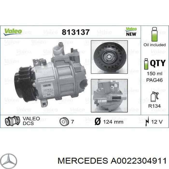 Компресор кондиціонера A0022304911 Mercedes