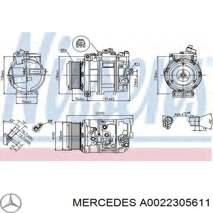 Компресор кондиціонера A0022305611 Mercedes