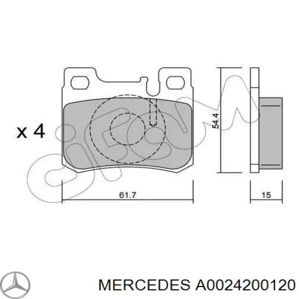 Задні гальмівні колодки A0024200120 Mercedes