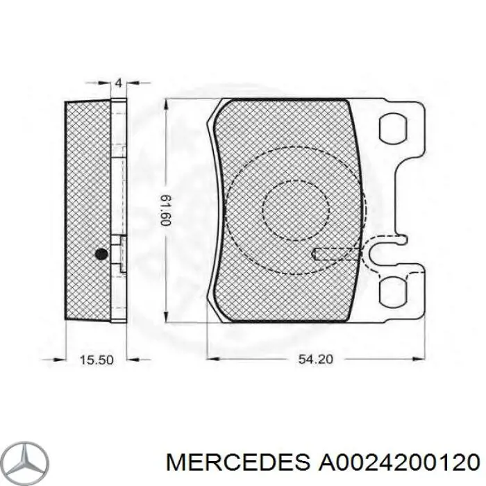 A0024200120 Mercedes Колодки гальмівні задні, дискові