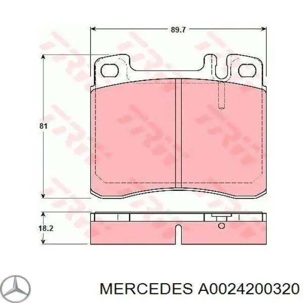 A0024200320 Mercedes Передні гальмівні колодки