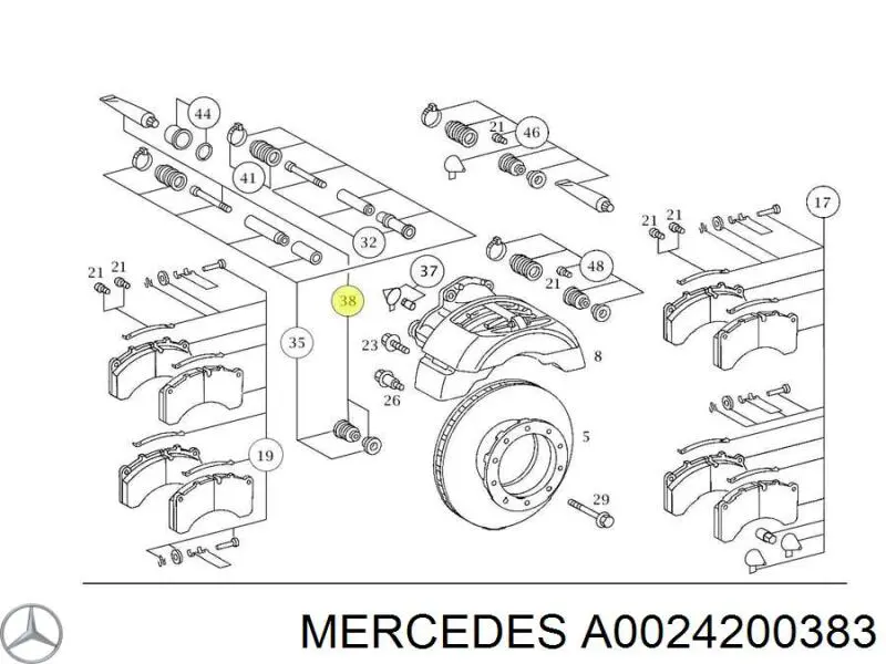 A0024200383 Mercedes ремкомплект супорту гальмівного переднього