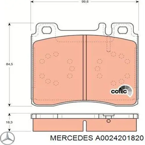 Купити A0024201820 Mercedes Задні колодки