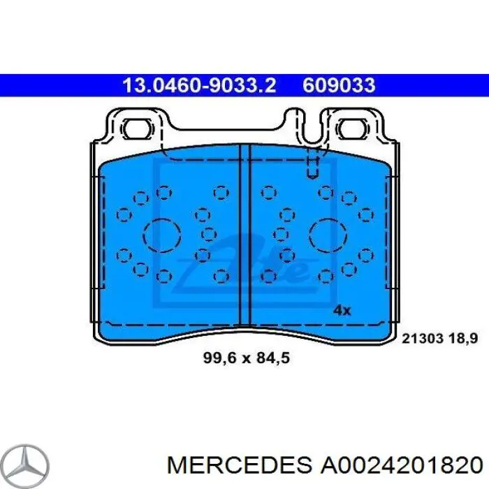 Задні гальмівні колодки A0024201820 Mercedes