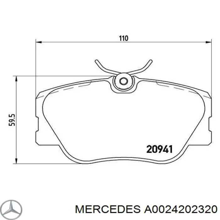 A0024202320 Mercedes колодки гальмівні передні, дискові
