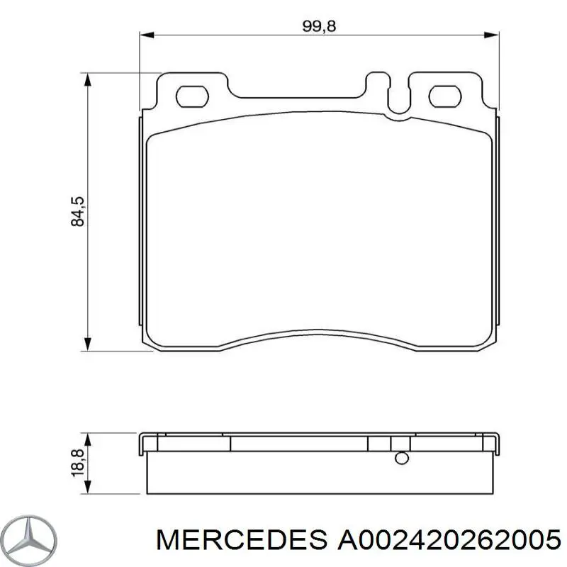 Колодки гальмівні передні, дискові A002420262005 Mercedes