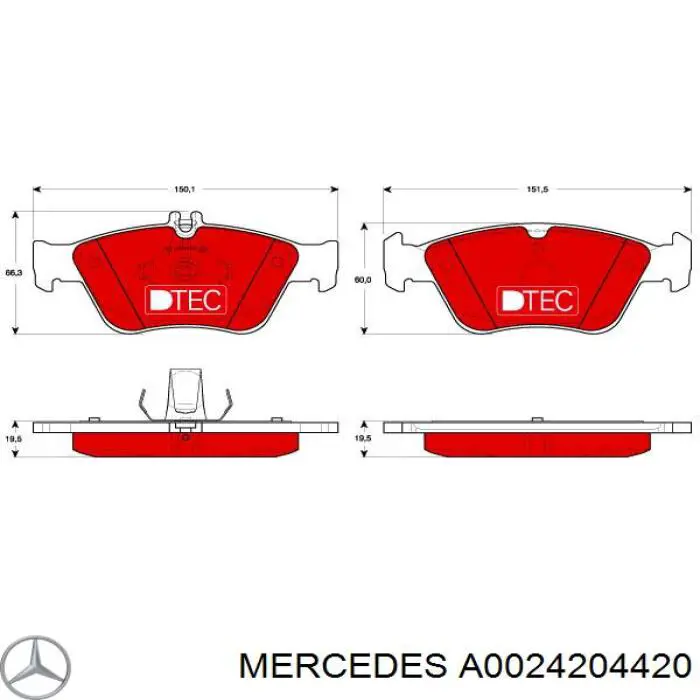 Передні тормозні колодки A0024204420 Mercedes