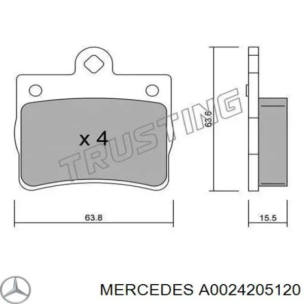 Задні дискові колодки Mercedes A0024205120