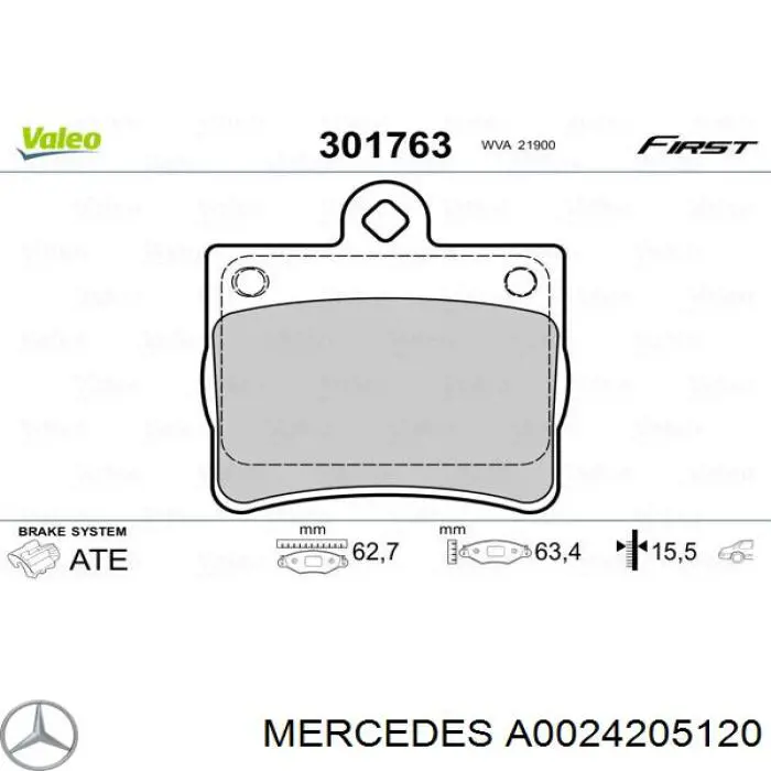 Купити A0024205120 Mercedes Задні колодки