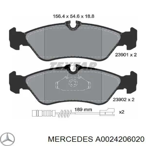 A0024206020 Mercedes колодки гальмові задні, дискові