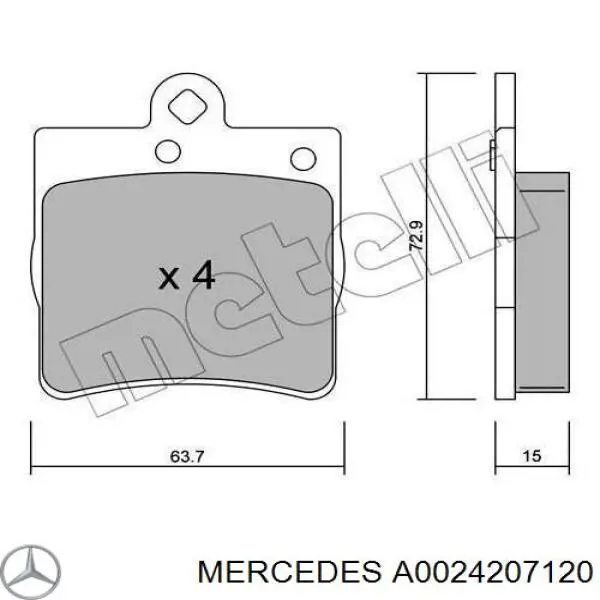 Задні гальмівні колодки Mercedes A0024207120 ціна, від 16.93 USD