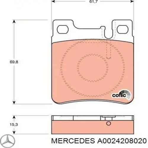 Задні гальмівні колодки A0024208020 Mercedes
