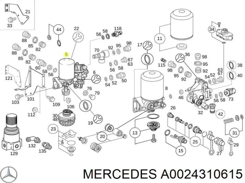 A0024310615 Mercedes осушувач повітря пневматичної системи