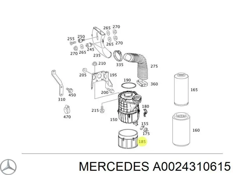 Осушувач повітря пневматичної системи A0024310615 Mercedes