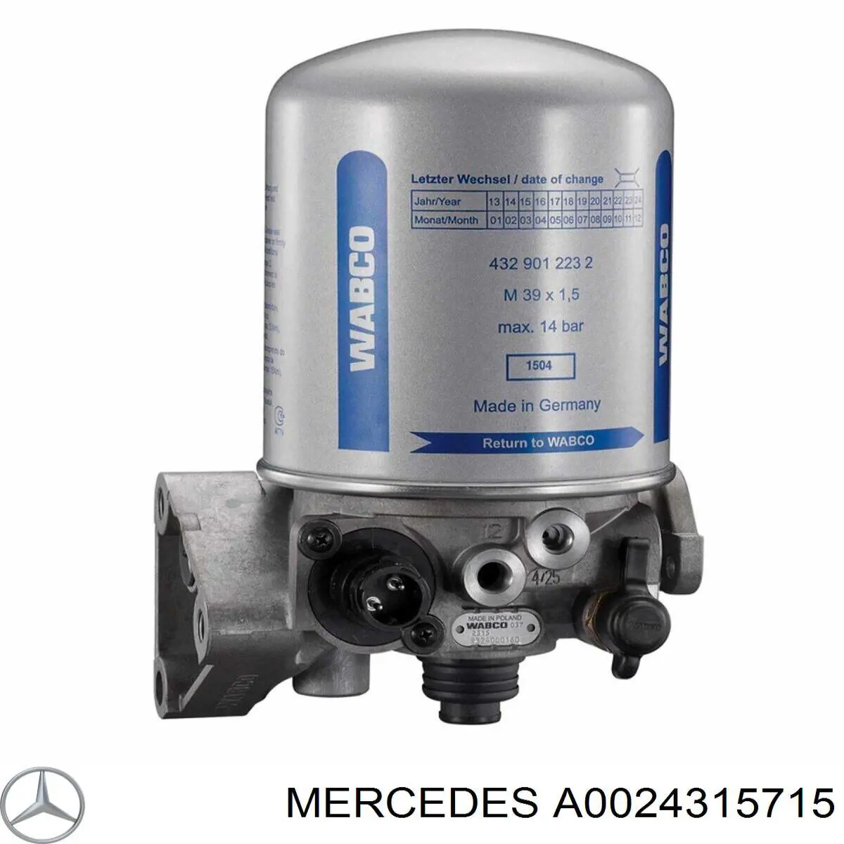 Осушувач повітря пневматичної системи Mercedes A0024315715 ціна, від 123.58 USD