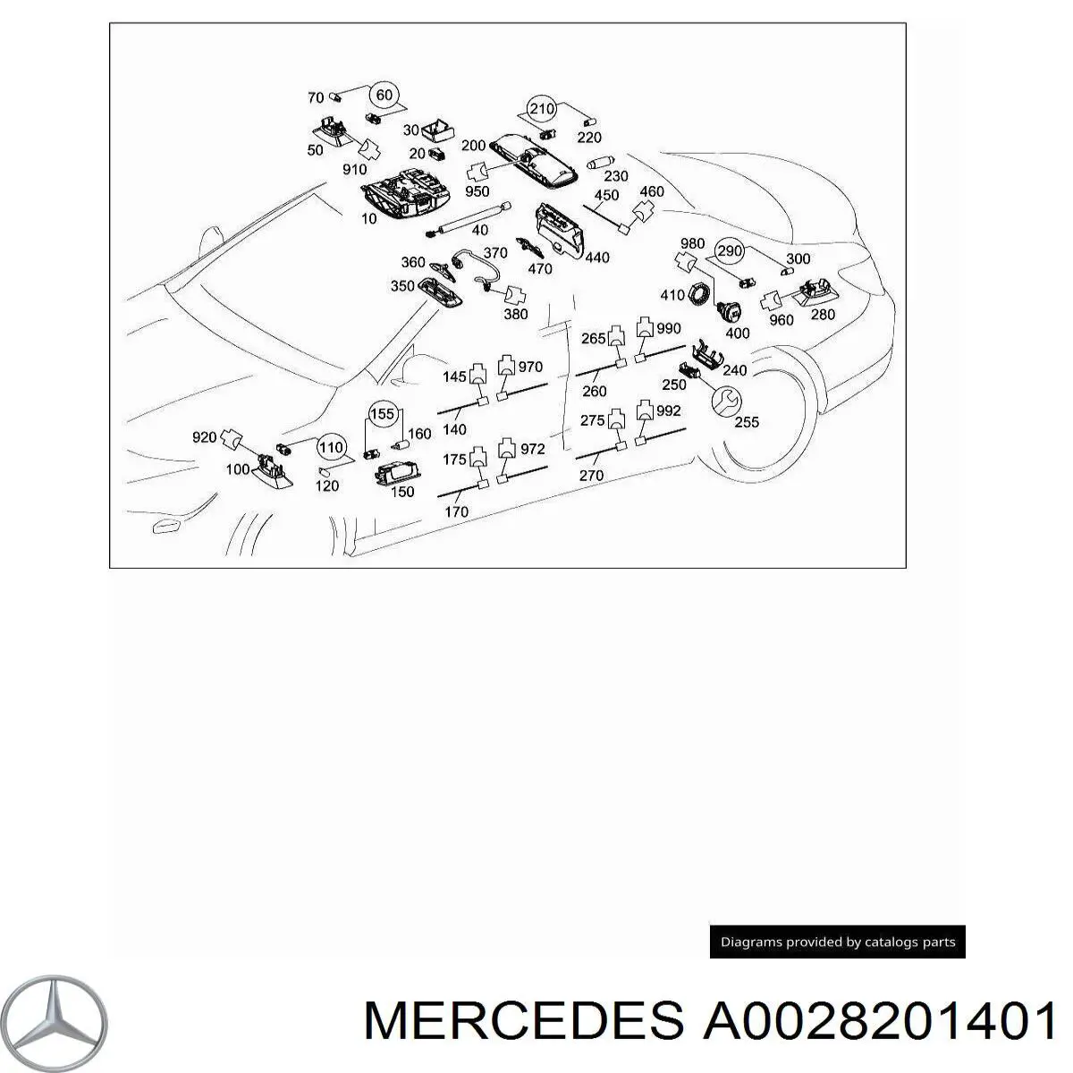 A0028201401 Mercedes Лампочка освітлення салону