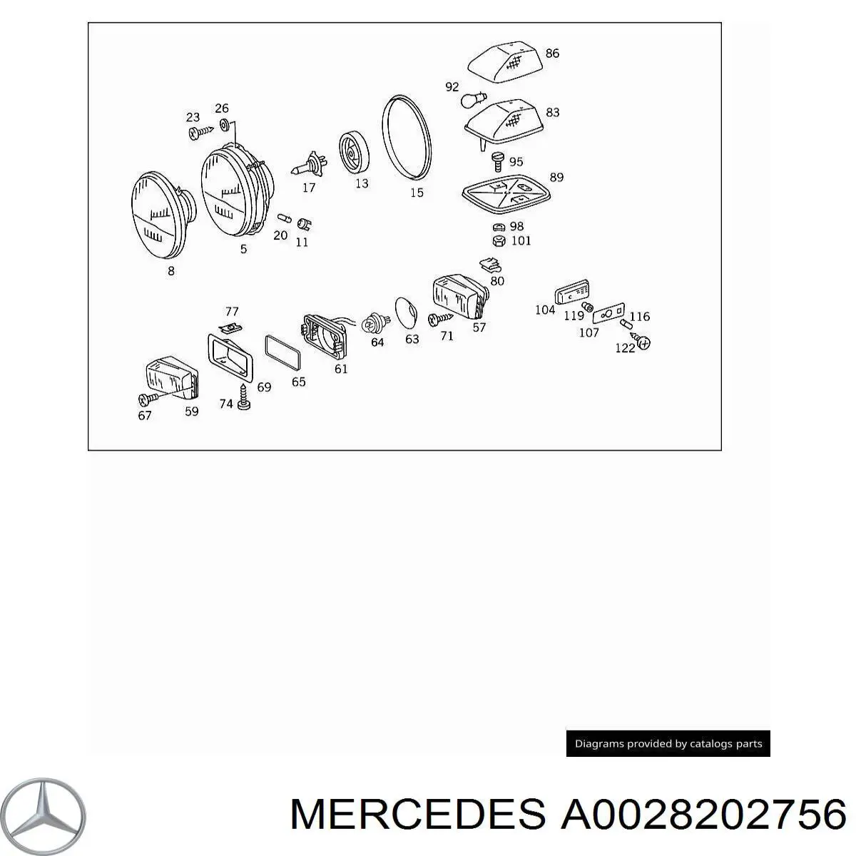 Туманка ліва Mercedes A0028202756 ціна, від 201.41 USD