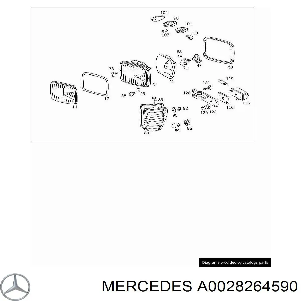 A0028264590 Mercedes скло фари правої