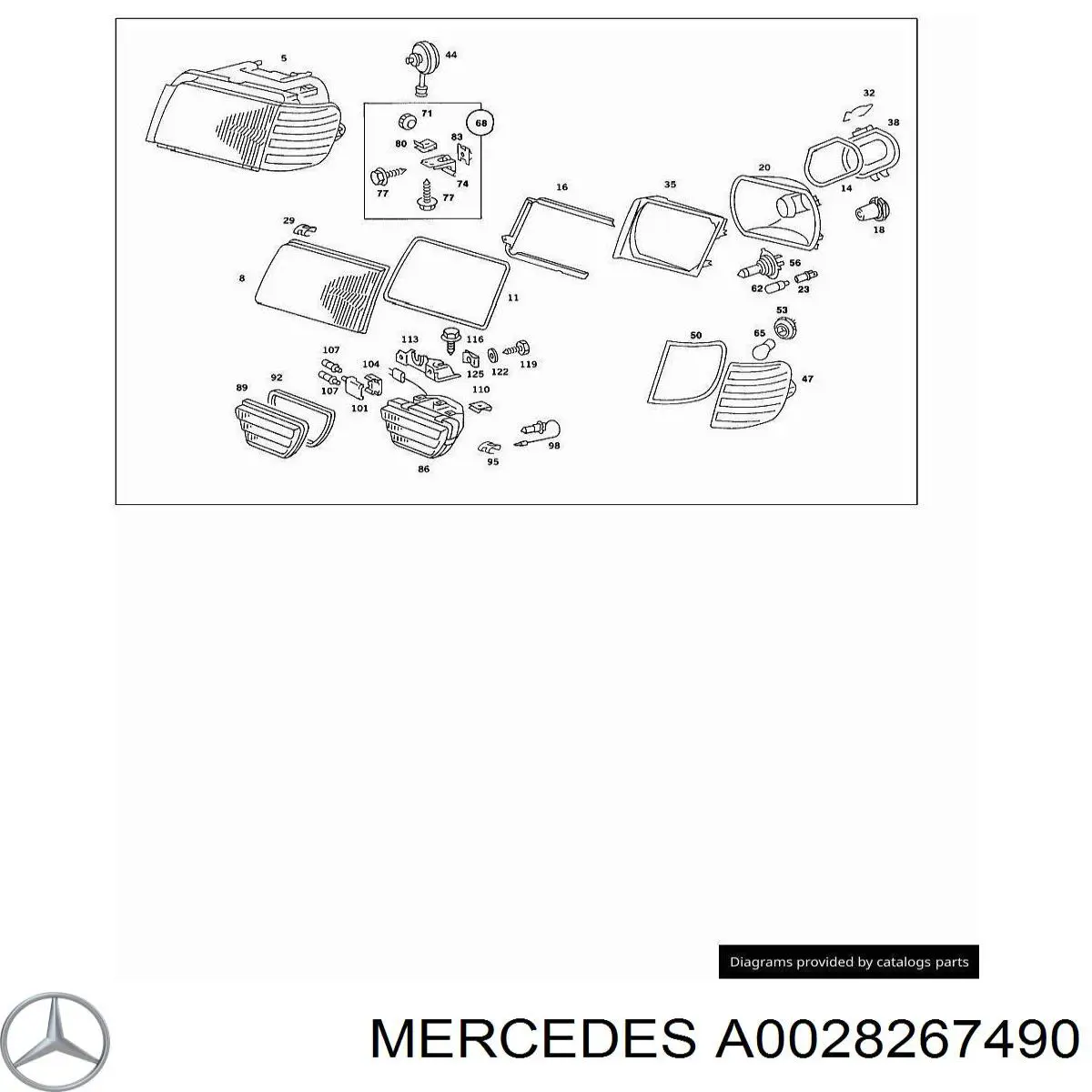A0028267490 Mercedes Скло фари лівої
